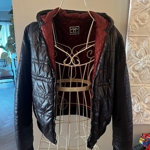 Chanel black quilted bomber